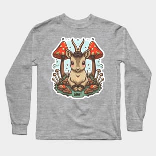 "Mushroom Meadow: A Playful Encounter with a Kid" Long Sleeve T-Shirt